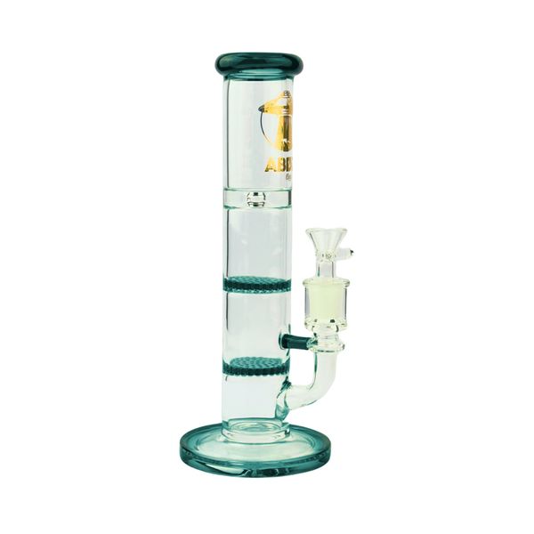 Bong de Vidro Abduzido Gold Line Pequeno Honeycomb Teal 1.jpg